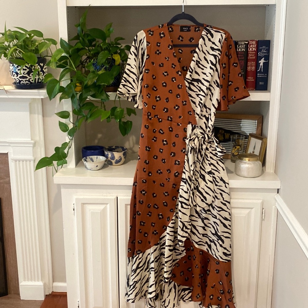 Vici Collection- Mixed Print, Maxi Wrap Dress